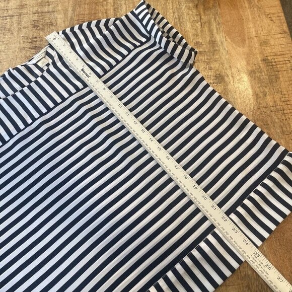 Christopher Banks XL Petite Striped Short Sleeve Blouse Round Neck Navy Nautical - Picture 10 of 11